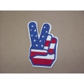 Peace Fingers, Red, White and Blue Sew or Iron On Patch Peace Fingers, Red, White and Blue Sew or Iron On Patch