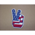 Peace Fingers, Red, White and Blue Sew or Iron On Patch